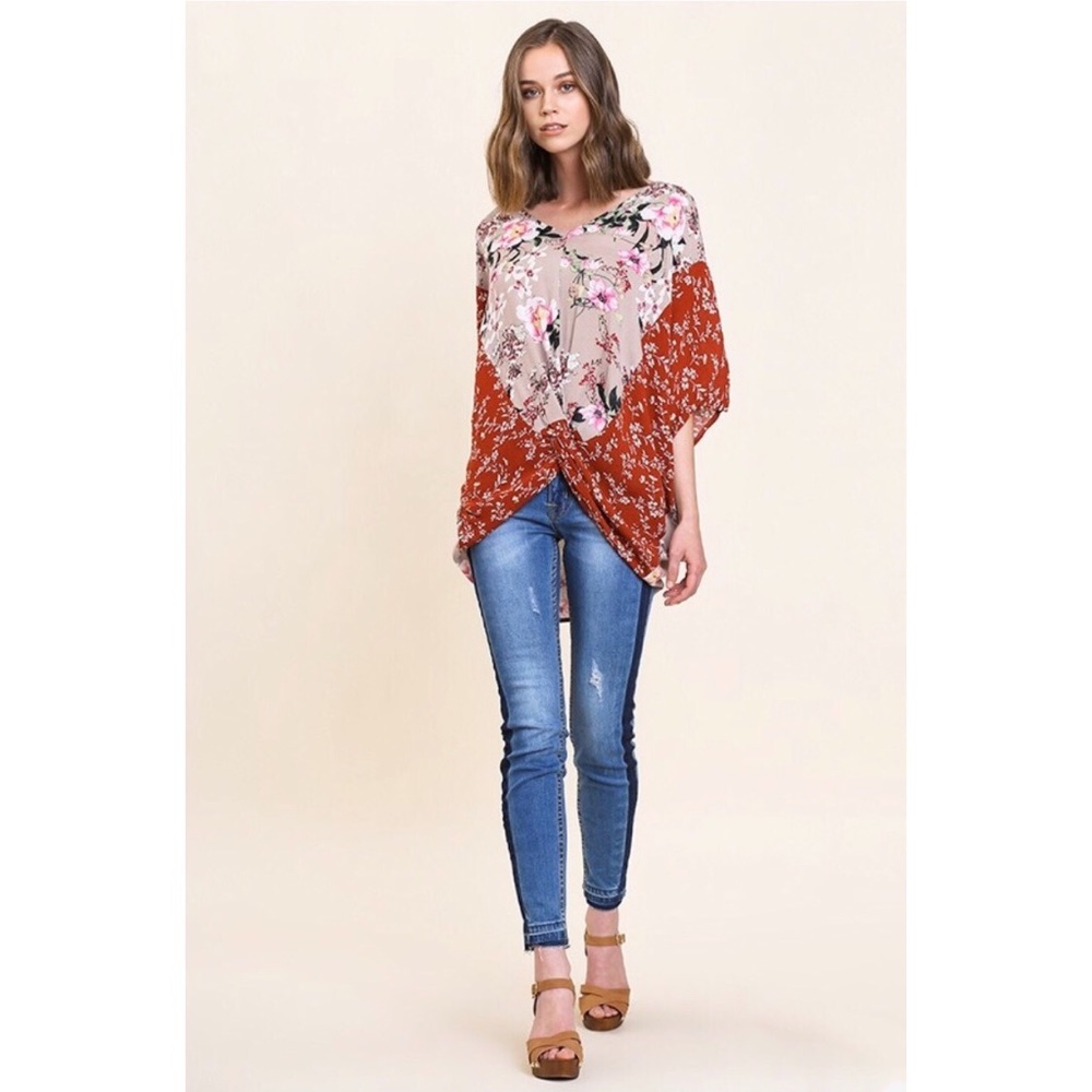 24hr SALE 🔥 Mix Patterned Oversized Draped Blouse - Picture 2 of 5